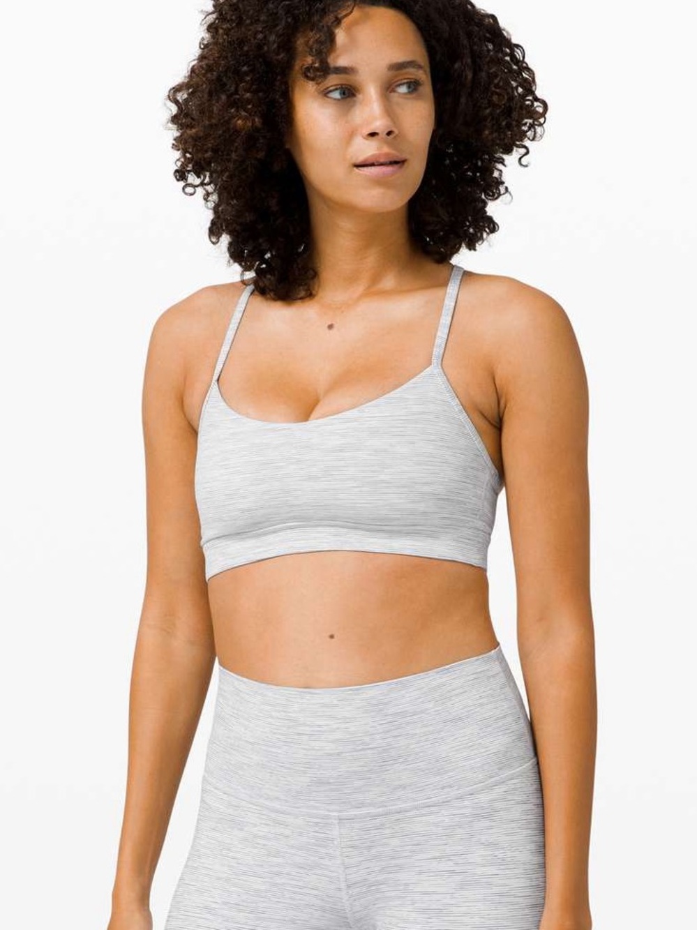 Lululemon Flow Y Bra Nulu Size 4 Gray Striped Racerback